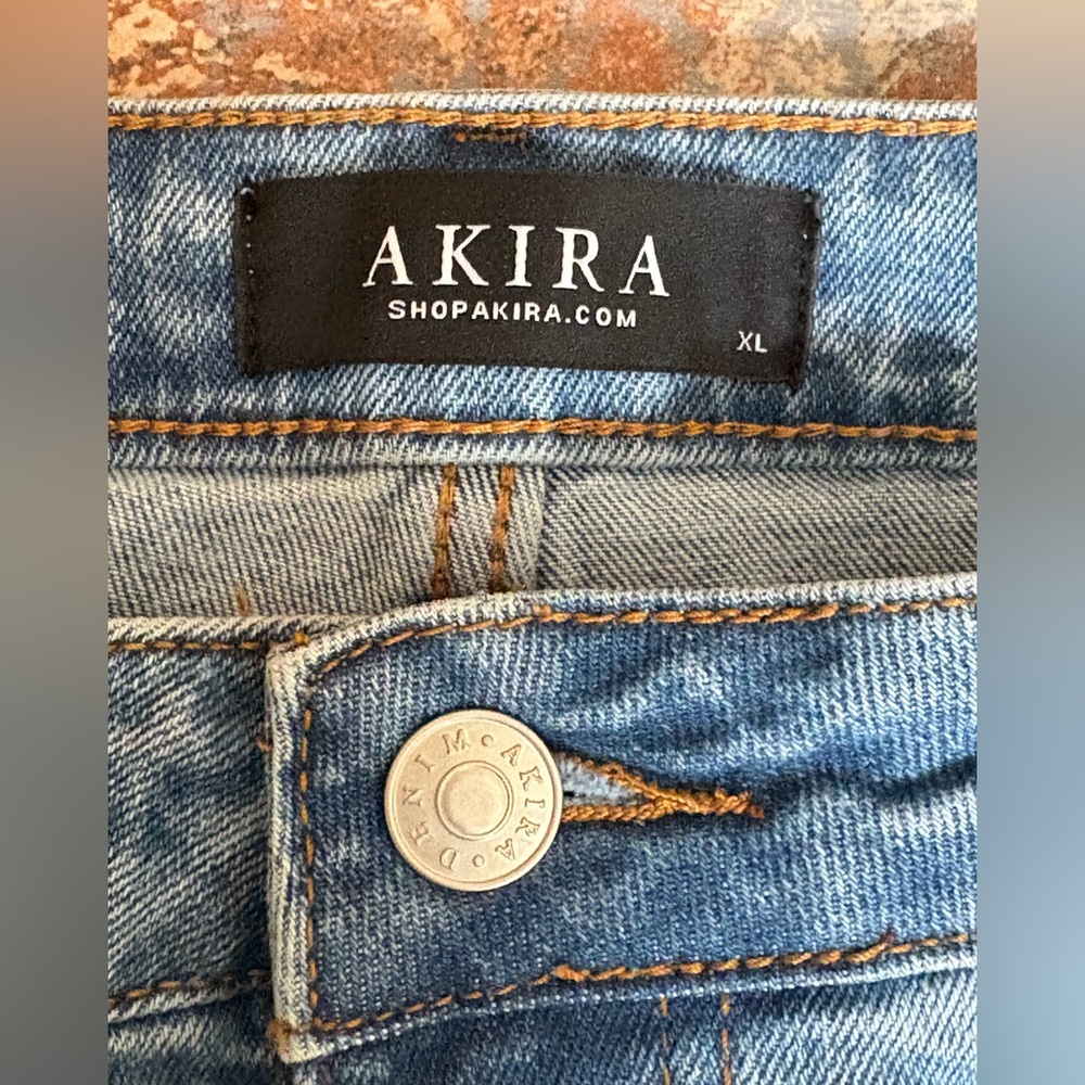 Akira Glamour Rhinestone Jean Shorts Size XL Grunge Rockstar NWOT - Picture 3 of 8